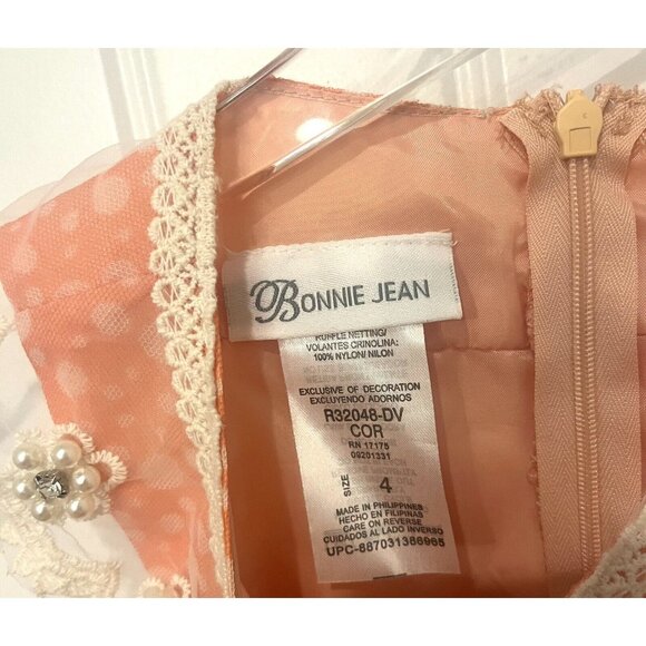 Bonnie Jean Orange Polka Dot Twirl Collar Fancy Easter Party Dress Girls Size 4 - Picture 10 of 12